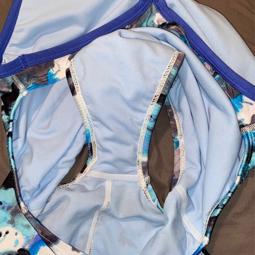 Nike Blue Floral One Piece Competition Swimsuit - Picture 5 of 7